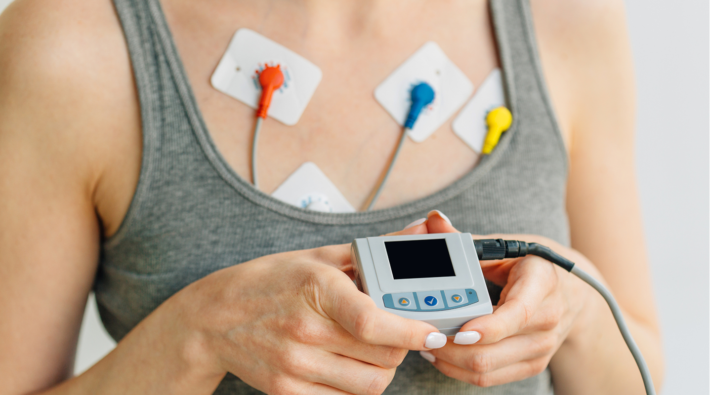 woman wearing holter monitor