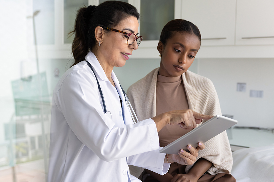 Patient speaking with doctor