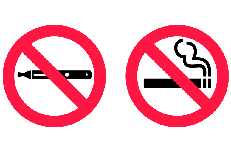 no vaping or smoking signs side-by-side