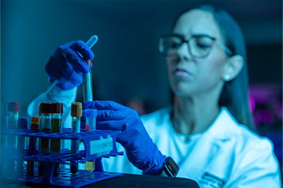 Image of doctor with blood samples