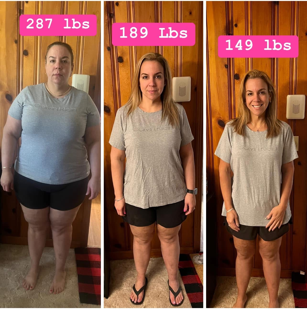 A photo showing Elizabeth before and after