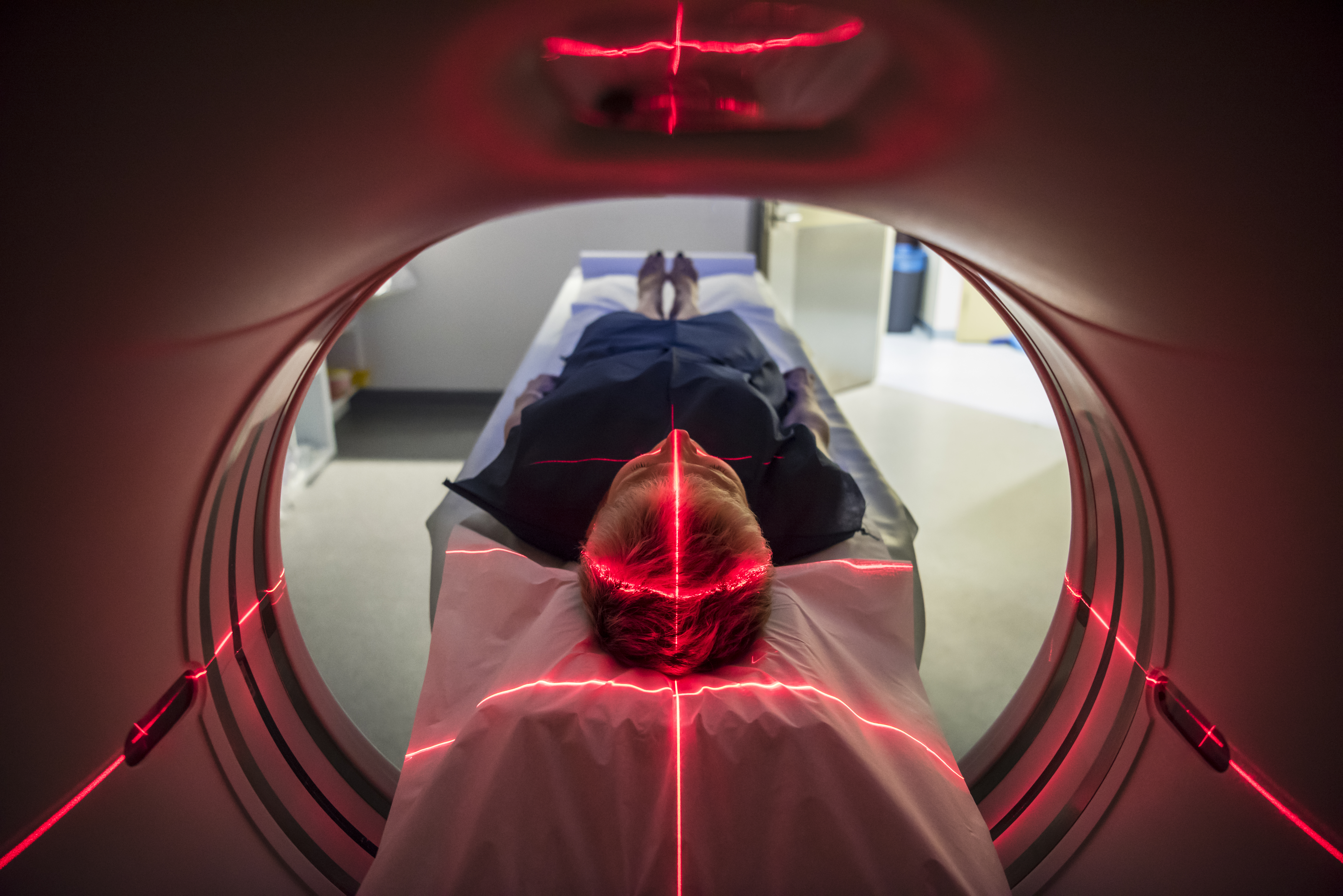 MRI machine scanning patient